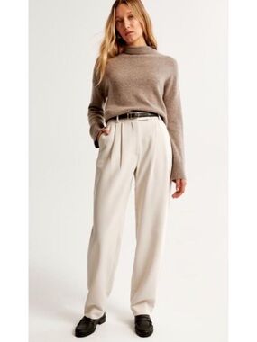 Abercrombie & Fitch High Rise Taper Pants in Taupe Ecru